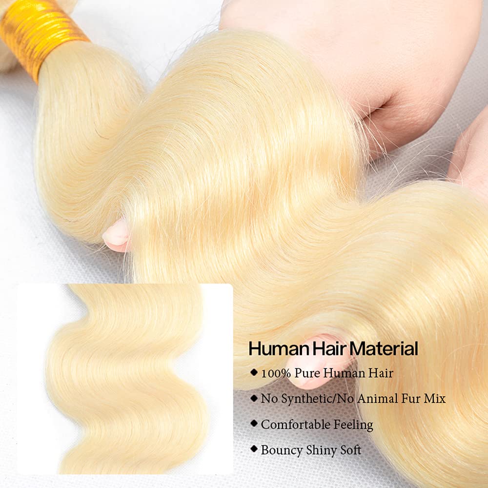 Tissage Cheveux Vierge Human Hair Body Wave 7A Blond Platine 613#